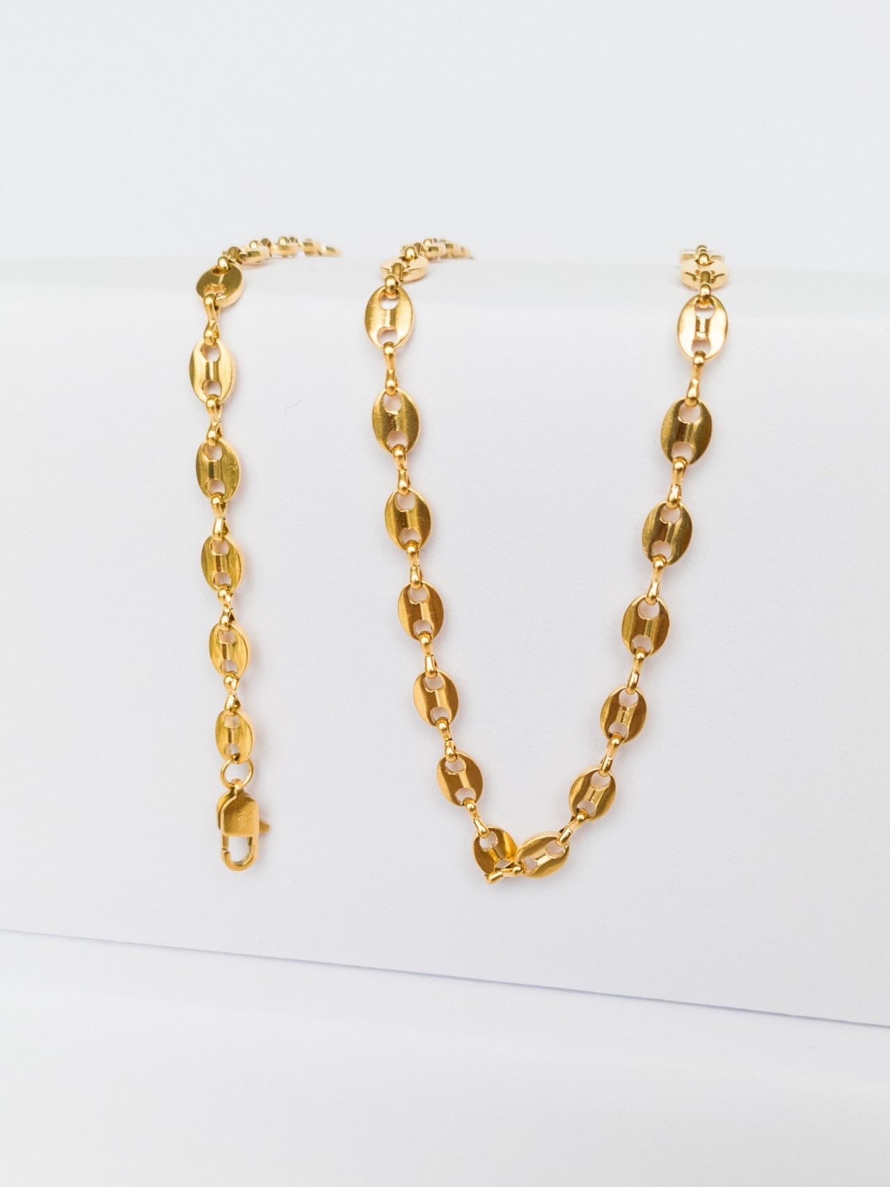 Cadena Tipo Grano de Café 6 mm (45 cm) - Oro Laminado 18K