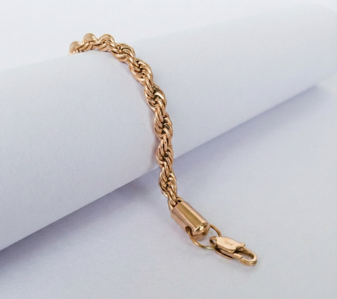 Pulsera Tipo Lazo Rosa 6mm (20 cm) - Oro laminado 18K